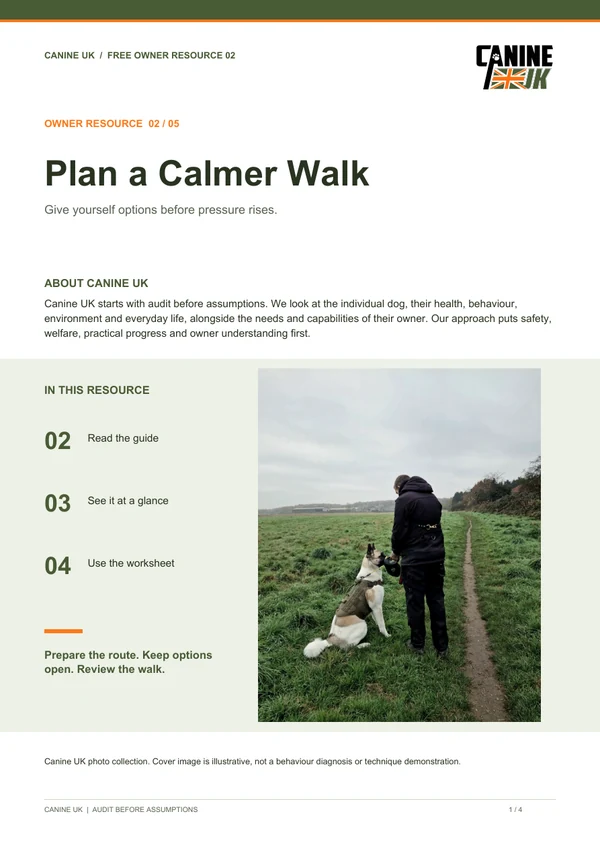 Plan a Calmer Walk owner resource cover