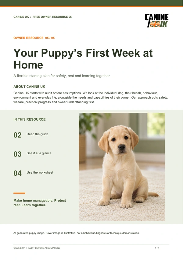 Your Puppy’s First Week at Home guide cover